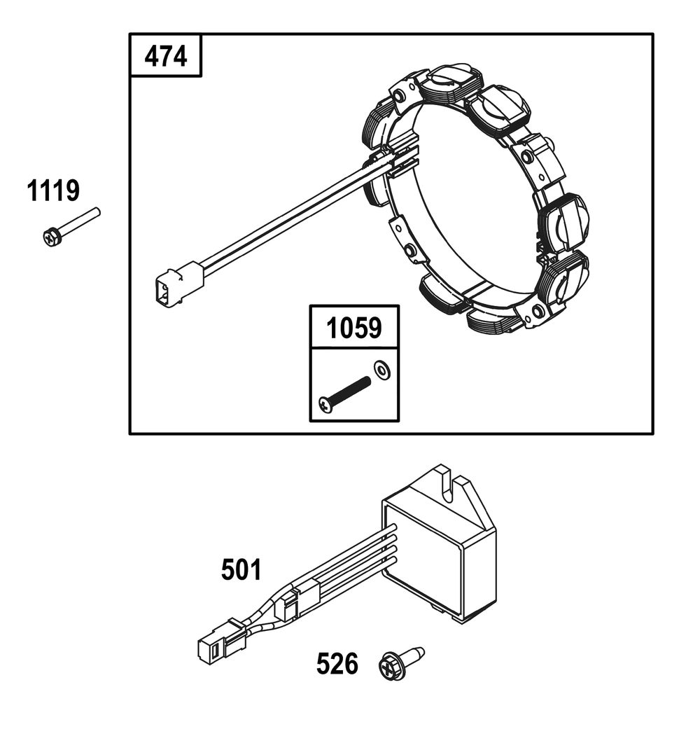 Alternator Group Diagram and Parts List for 389447-0123-E1  Briggs and Stratton Engine
